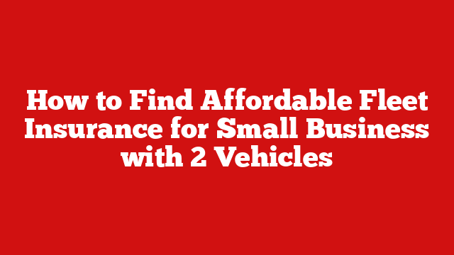 How to Find Affordable Fleet Insurance for Small Business with 2 Vehicles