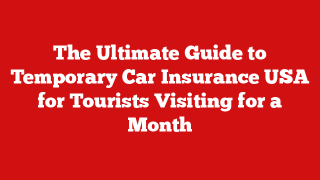 The Ultimate Guide to Temporary Car Insurance USA for Tourists Visiting for a Month